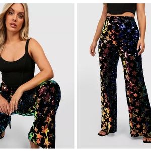 BooHoo star velvet pants